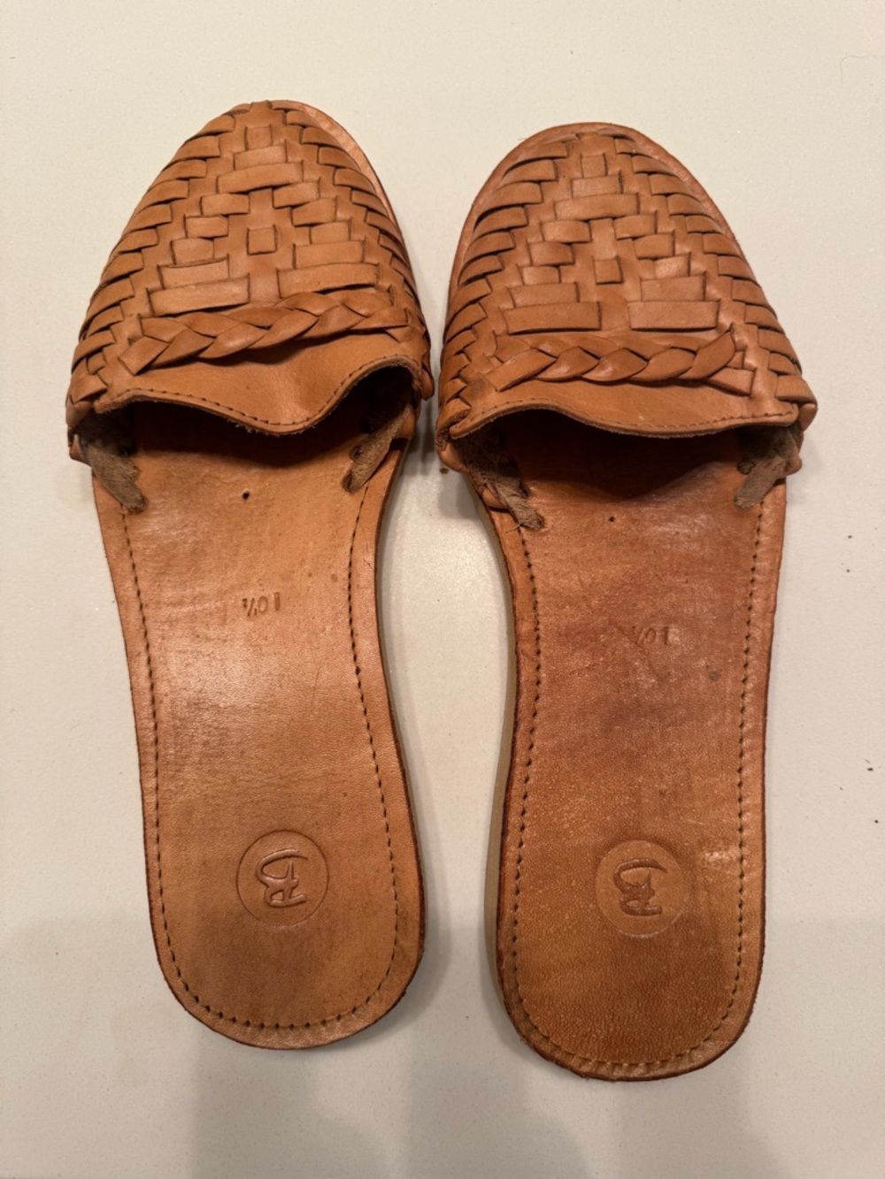Braided Leather Slide Sandals - Tan - Picture 3 of 3